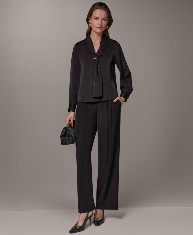 Petite Long-Sleeve V-Neck Pull-On Top
