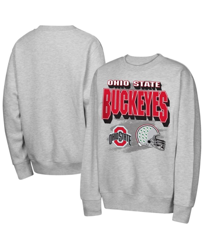 Big Boys and Girls Heather Gray Ohio State Buckeyes Wild Card Fleece Sweatshirt