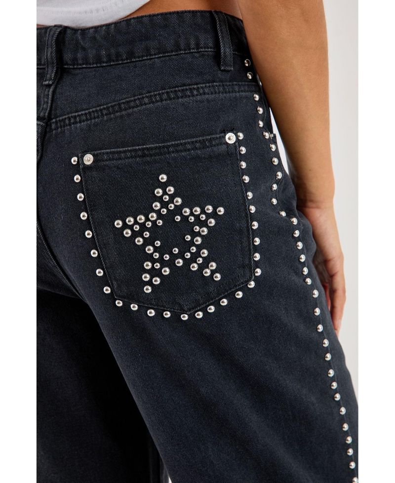 Women's Star Studded Baggy Denim Jeans