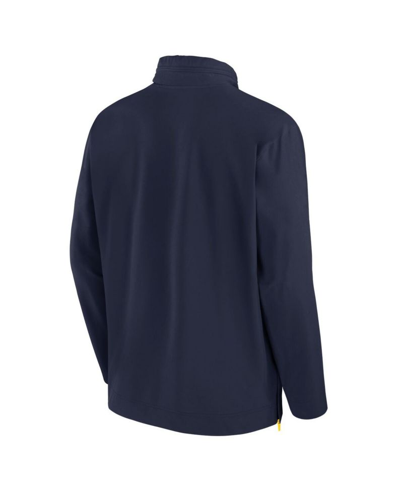 Men's Navy Michigan Wolverines Sideline Coaches Quarter-Zip Jacket