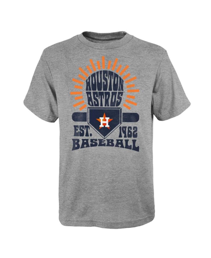 Big Boys and Girls Gray Houston Astros Sun Burst T-Shirt