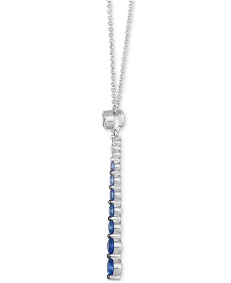 Denim Ombr&eacute; (7/8 ct. t.w.) & White Sapphire (1/6 ct. t.w.) Graduated Adjustable 20" Lariat Necklace in 14k White Gold