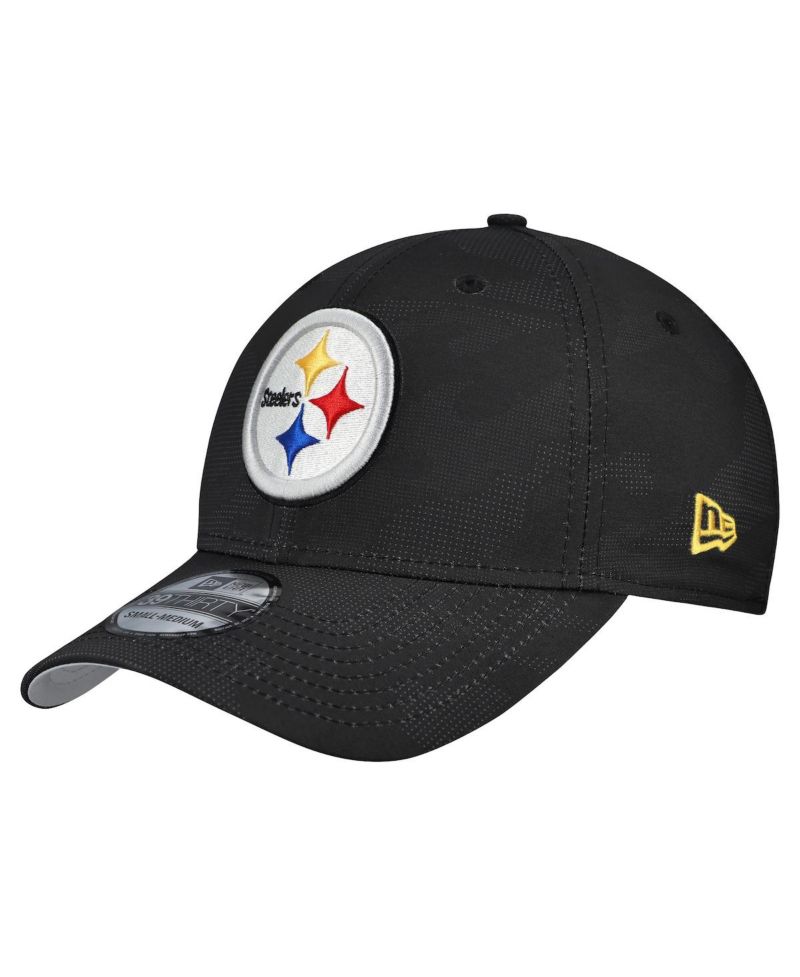 Men's Black Pittsburgh Steelers Tonal Camo 39THIRTY Stretch Fit Hat