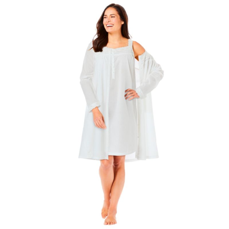 Plus Size Only Necessities Short 2-Piece Cabbage-Rose Peignoir Set
