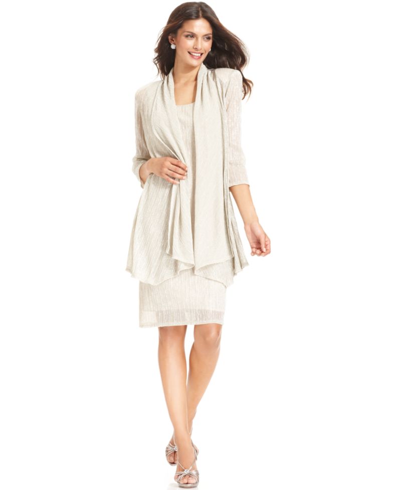 Sleeveless Metallic Dress and Jacket