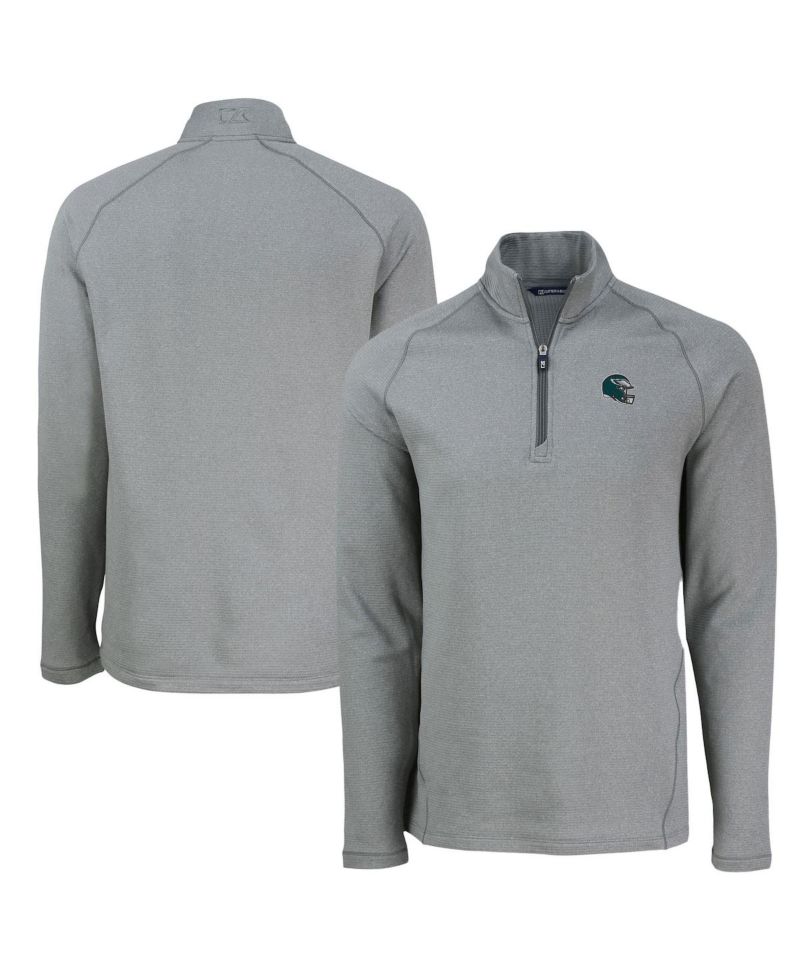 Men's Heather Gray Philadelphia Eagles Peshastin Eco Fleece Tri-Blend Raglan Quarter-Zip Jacket