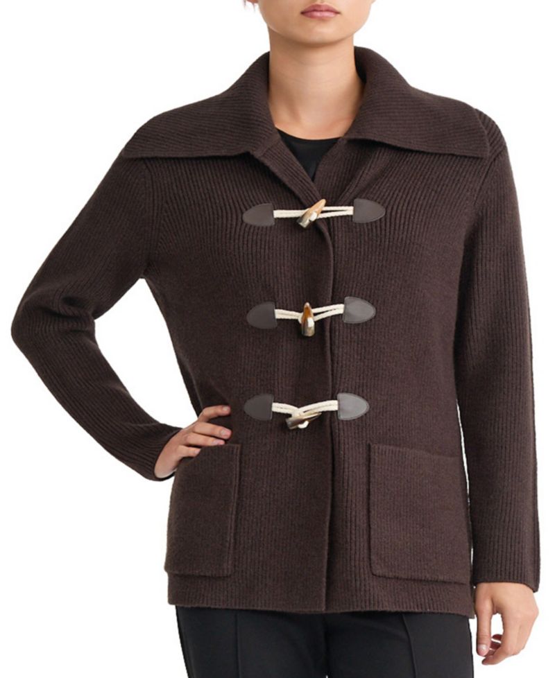 Plus Size Collared Toggle-Front Long-Sleeve Blouse