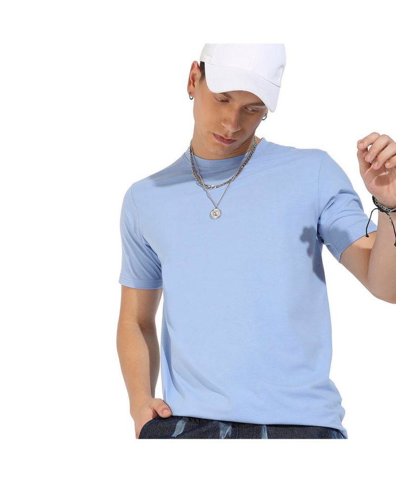 Men's Pastel Blue Basic Regular Fit T-Shirt