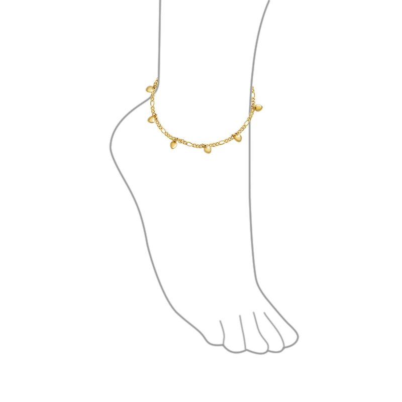 Romantic Multi Heart Charms Anklet Ankle Figaro Chain Bracelet Gold Plated