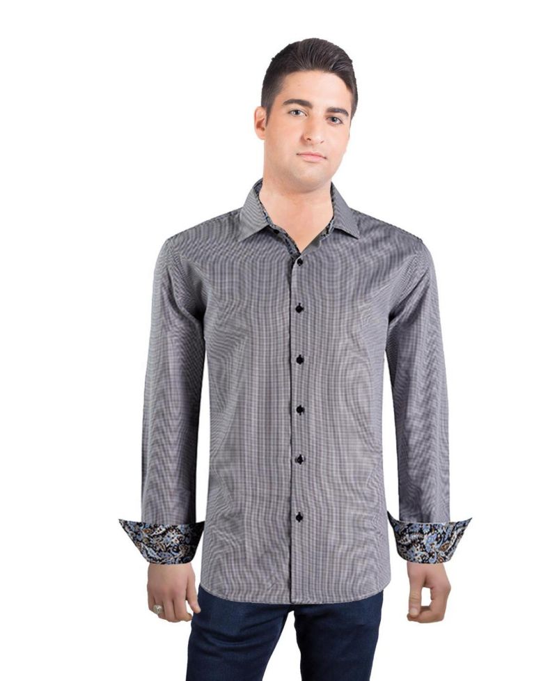 Men's Slim Fit Houndstooth Dress Shirt