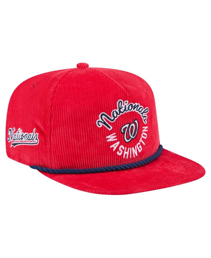 Men's Red Washington Nationals Full Circle Corduroy Golfer Adjustable Hat