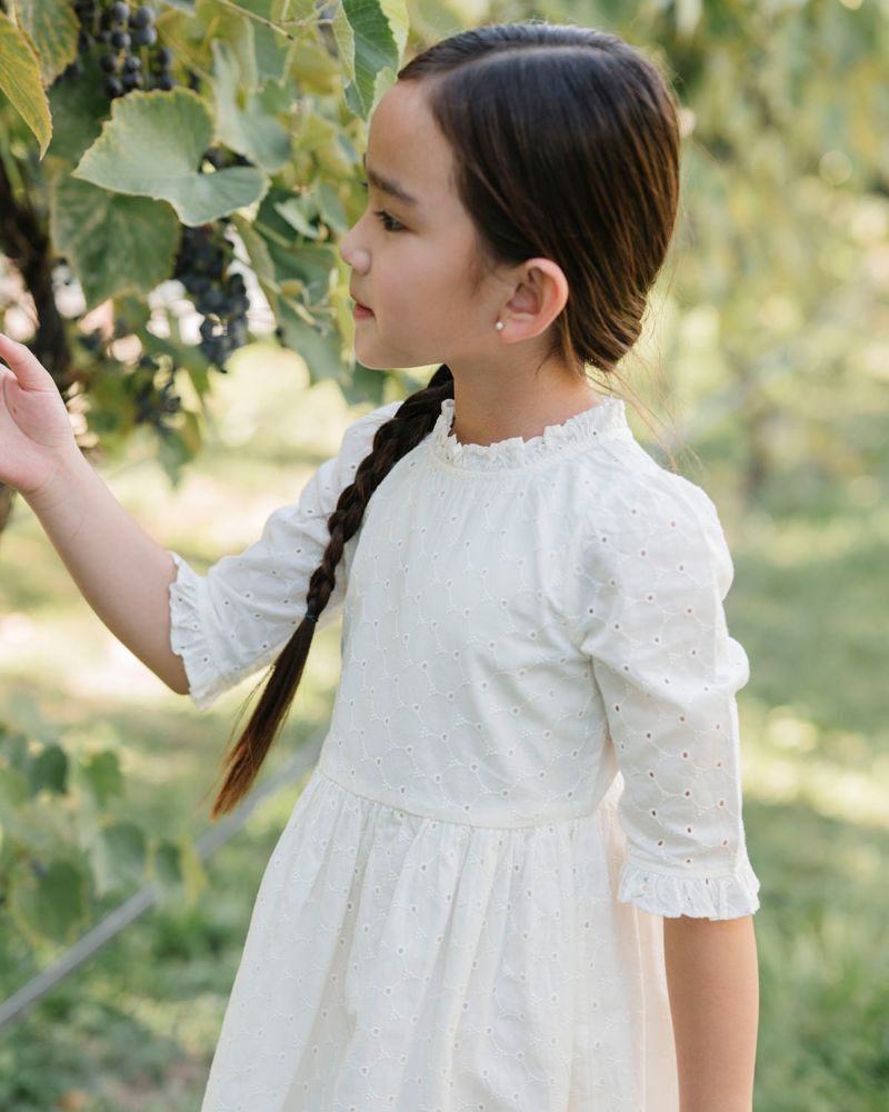 Toddler Girls Hope and Henry Organic Flutter Sleeve Tiered Eyelet Dress