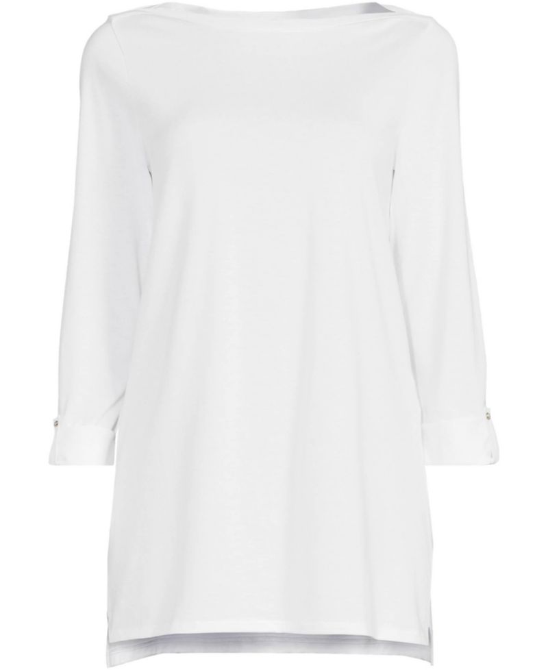 Women's Plus Size Supima Cotton Adjustable 3/4 Sleeve Boatneck Tunic