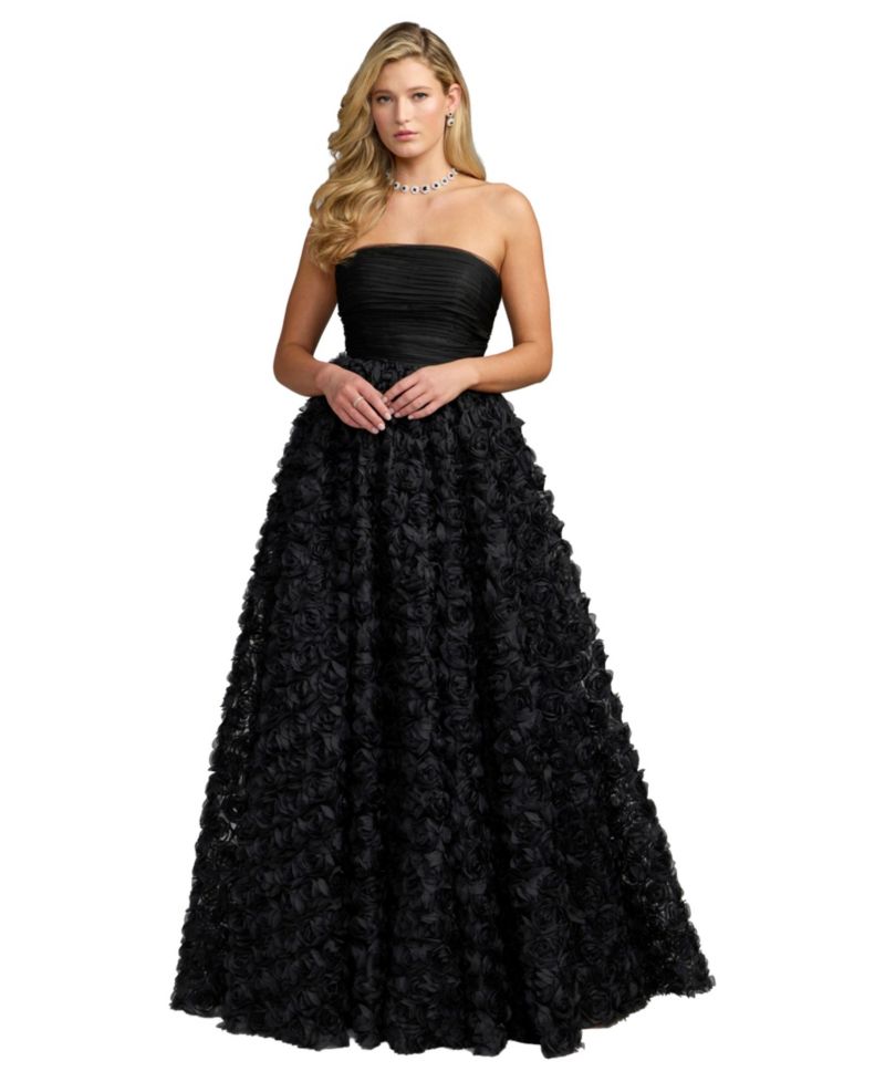 Women's Strapless 3D Rosette Ball Gown