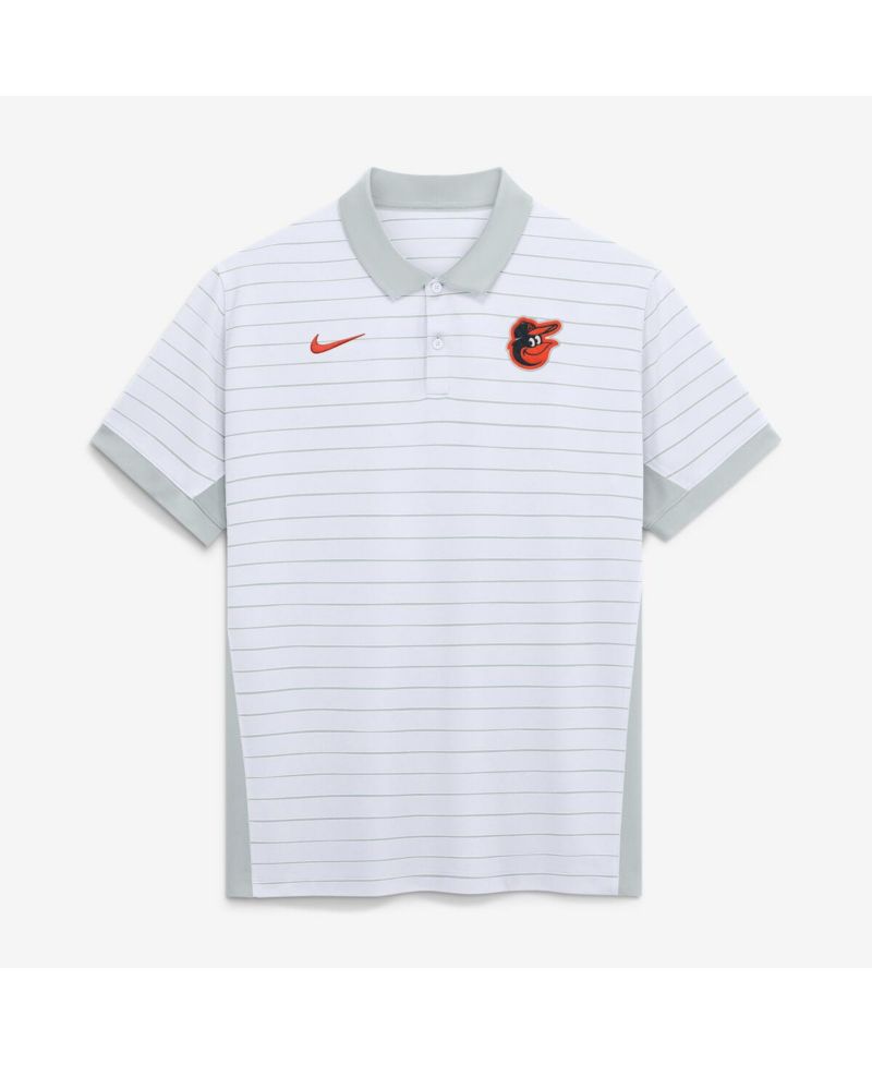 Men's White Baltimore Orioles Authentic Collection Striped Victory Dri-FIT Polo Shirt