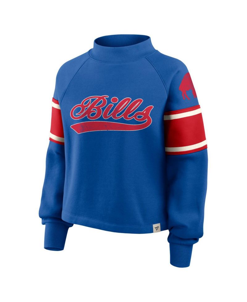 Women's Royal Buffalo Bills Oversized Hometown Toss Sweep Mock Neck Pullover Hoodie
