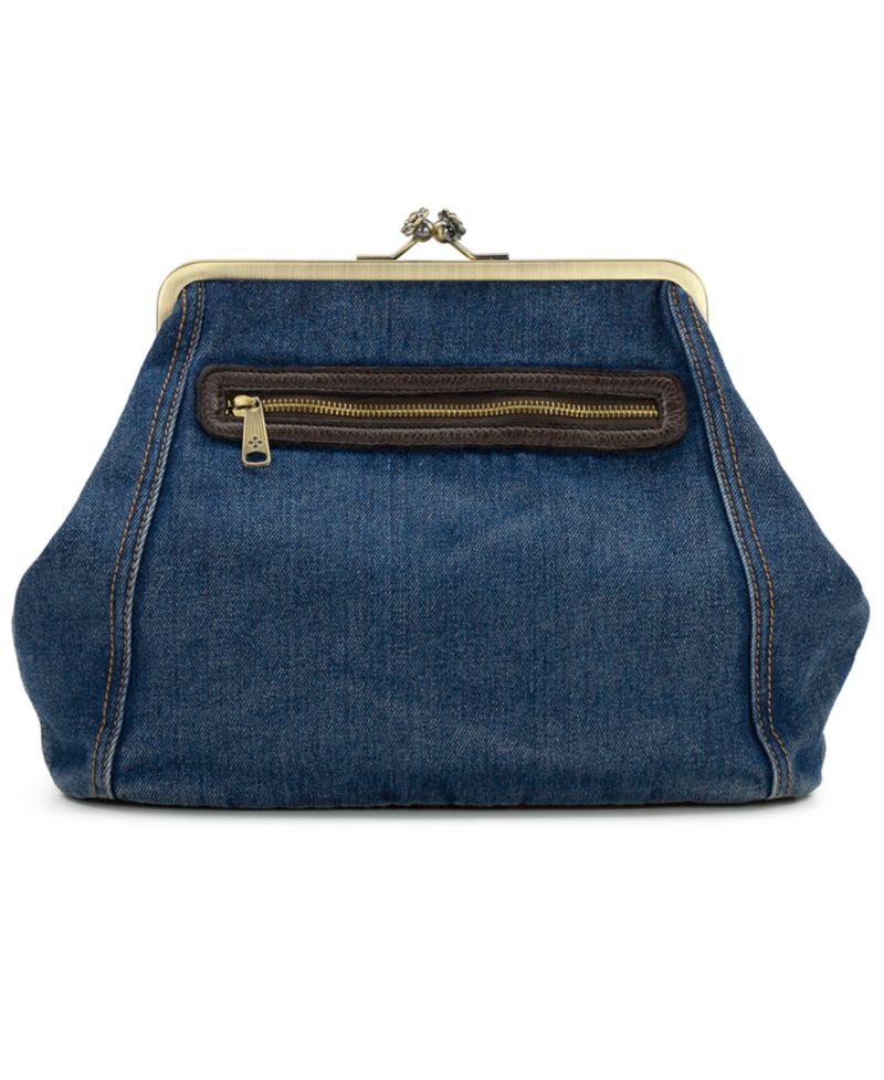 Vivienne Medium Denim Frame Clutch Handbag
