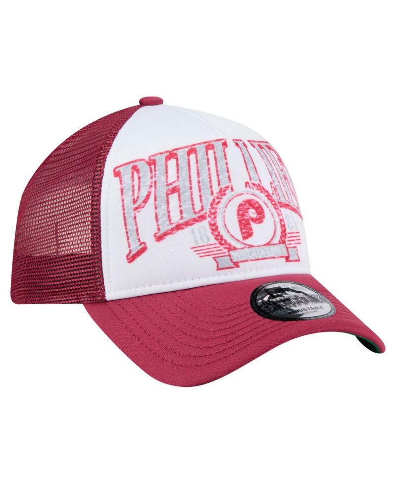 Men's Red Philadelphia Phillies Distressed 9FORTY A-Frame Adjustable Trucker Hat