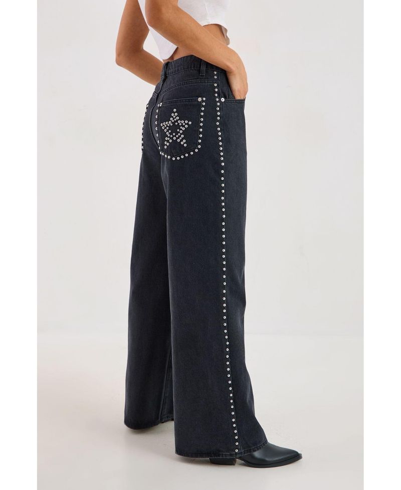 Women's Star Studded Baggy Denim Jeans