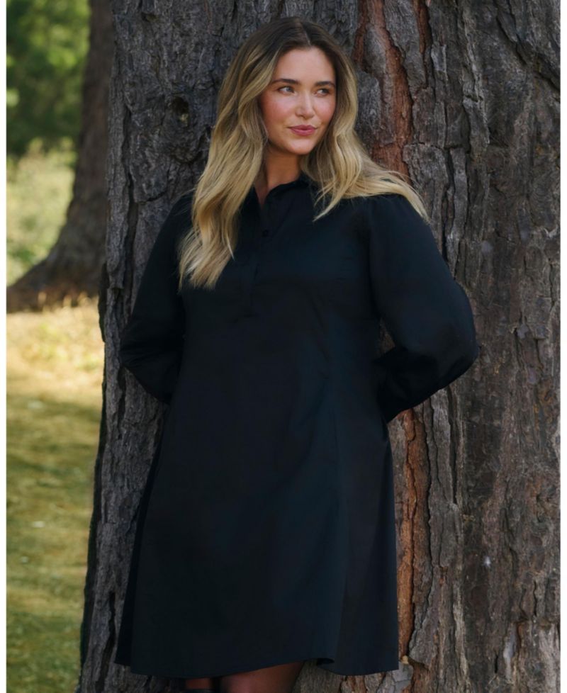 Plus size Asher Mini Cotton Long Sleeve Shirt Dress