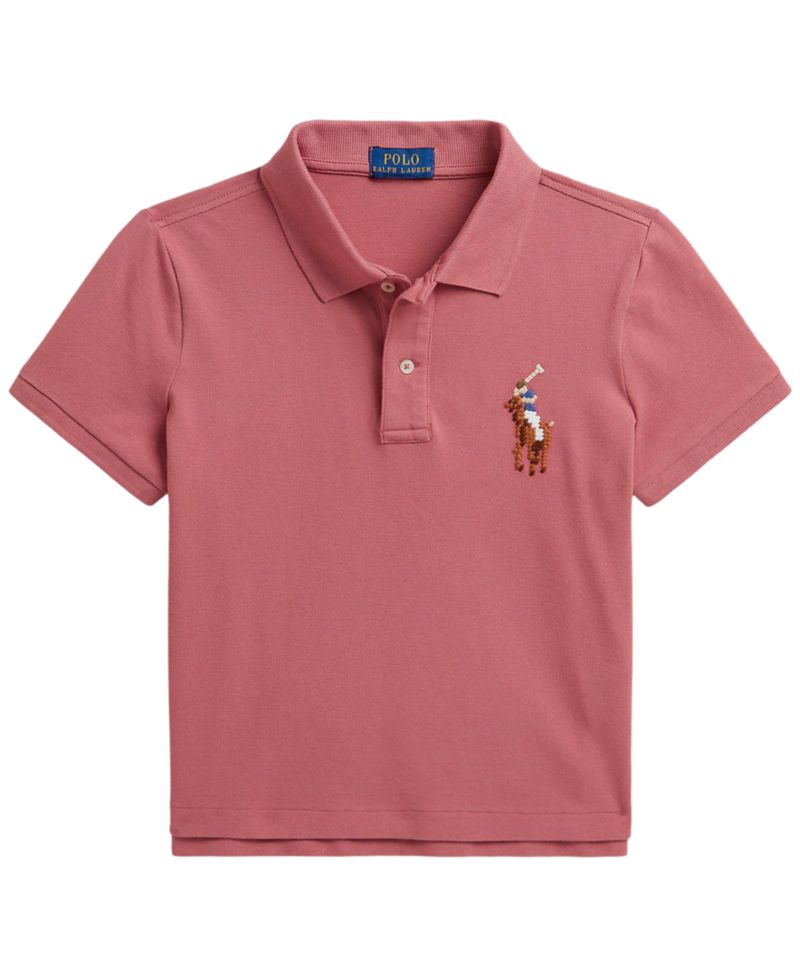 Girls' 7-16 Boxy Big Pony Stretch Short-Sleeve Polo Shirt