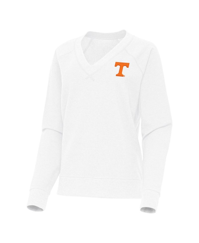 Women's White Tennessee Volunteers Varsity V-Neck Tri-Blend Pullover Sweatshirt