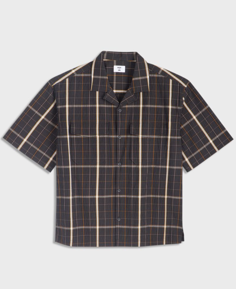 Men's Plaid Camp-Collar Short-Sleeve Shirt