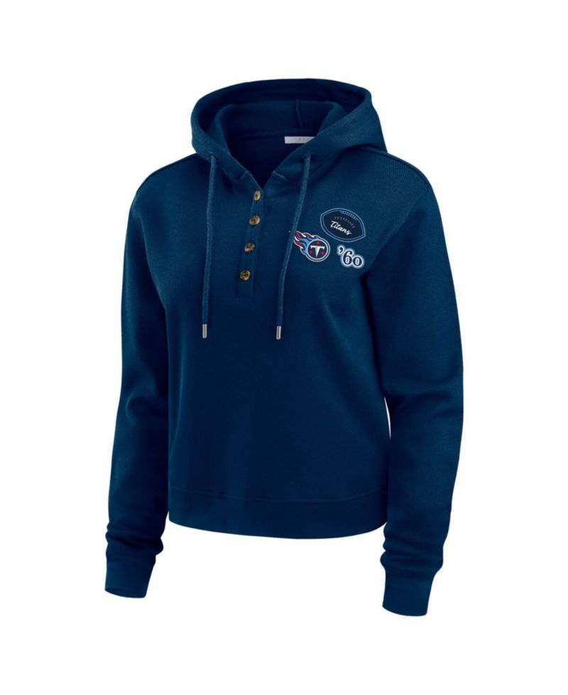 Women's Navy Tennessee Titans Waffle Pullover Hoodie