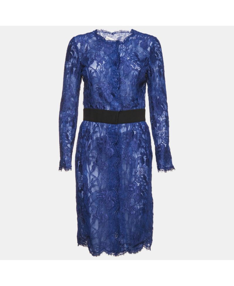 Women's Black Lace Button Front Midi Dress