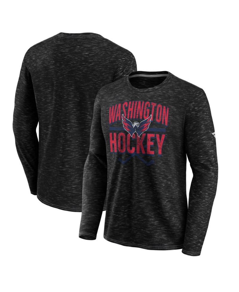 Men's Gray Washington Capitals Iced Out Long Sleeve T-Shirt
