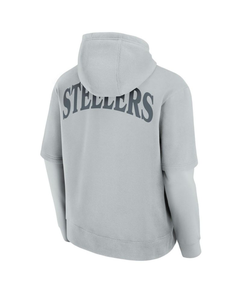 Men's and Women's Gray Pittsburgh Steelers Sleek Elements Pullover Hoodie