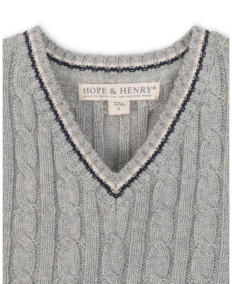 Hope and Henry Little and Big Boys' Organic V-Neck Cable Sweater Vest