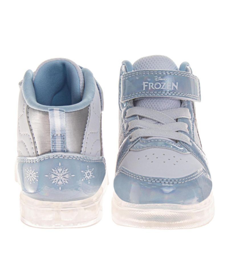 Big Girls Frozen Anna and Elsa Light-Up High-Top Sneakers with Hook and Loop Closure