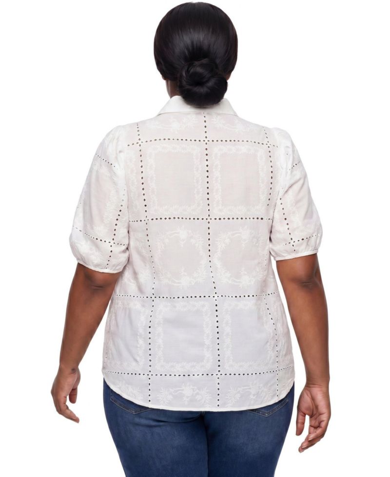 Plus Size Belle Isle Eyelet Button Down Shirt