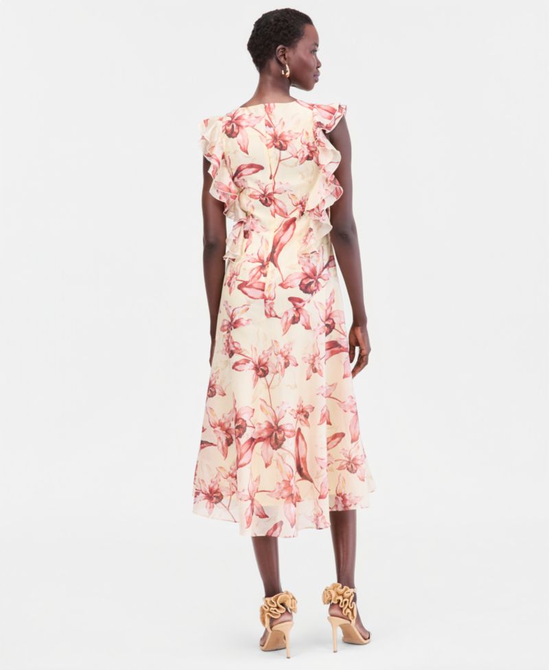 Women's Ruffle Sleeveless Midi Dress