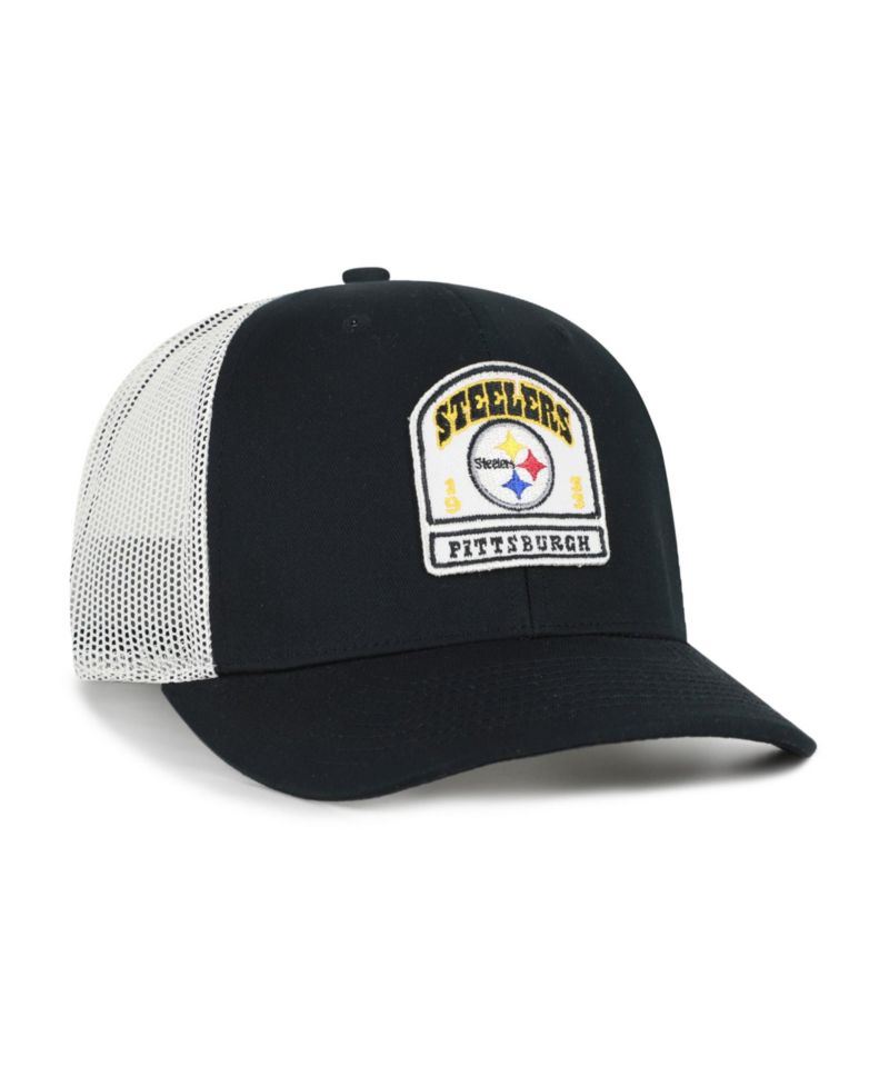 Men's '47 Black Pittsburgh Steelers Headstone Trucker Adjustable Hat