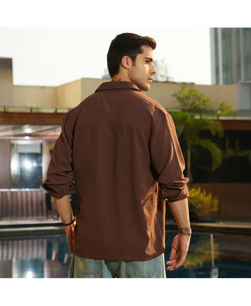 Men's Chocolate Brown Breezy Wrinked Shirt