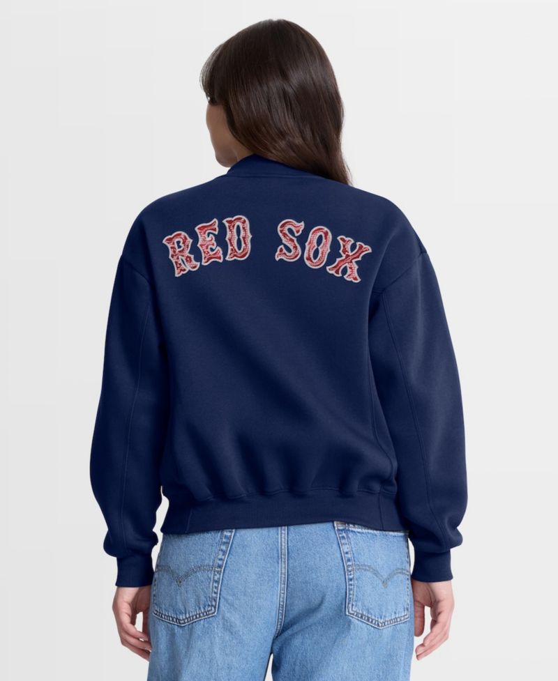 Women's Navy Boston Red Sox Oversized Rage Against Full-Zip Jacket