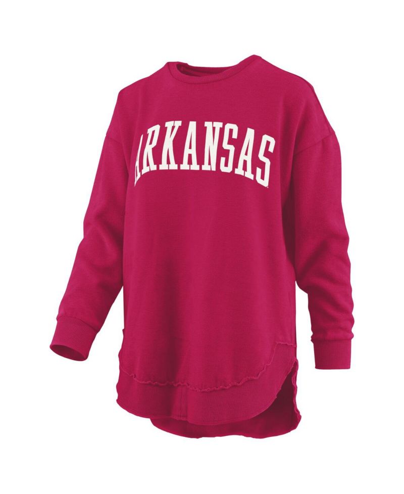 Women's Cardinal Arkansas Razorbacks M&eacute;lange Poncho Vintage Fleece Long Sleeve Pullover Sweatshirt