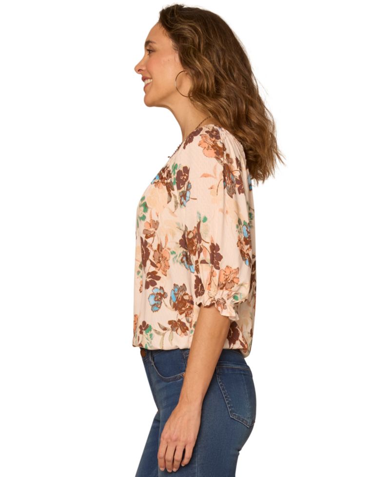 Women's Printed Scoop Neck Woven Top