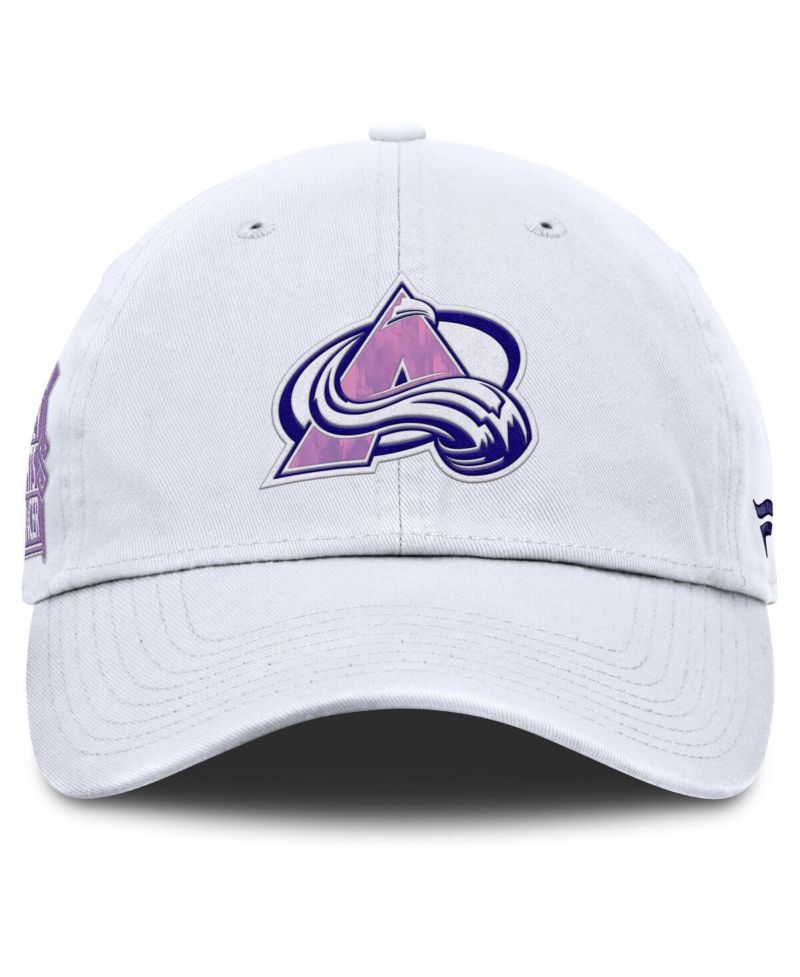 Men's White Colorado Avalanche Authentic Pro Hockey Fights Cancer Adjustable Hat
