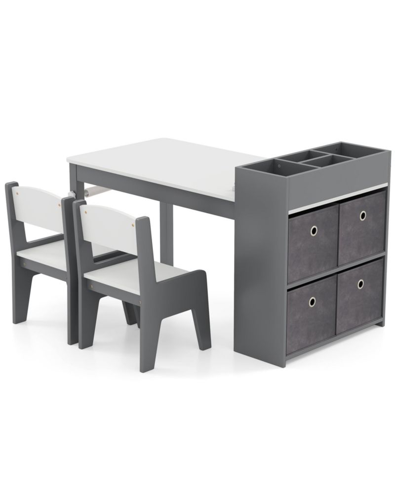 Paper Roll Activity Table with Storage for Ages 3+, Table and Chairs, 3-Piece Set
