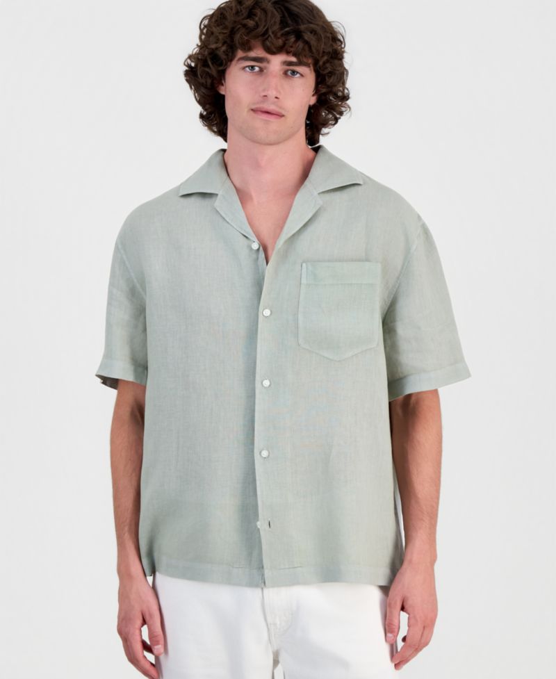 HUGO by Men's Exolino Short-Sleeve Linen Shirt