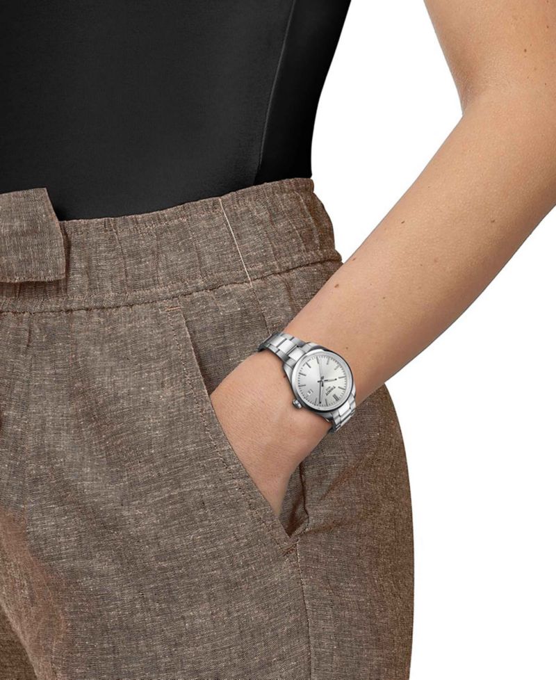 Unisex Swiss PR 100 Stainless Steel Bracelet Watch 34mm