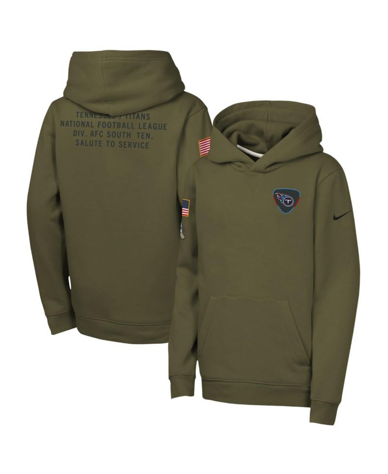 Big Boys and Girls Olive Tennessee Titans 2025 Salute to Service Club Fleece Hoodie