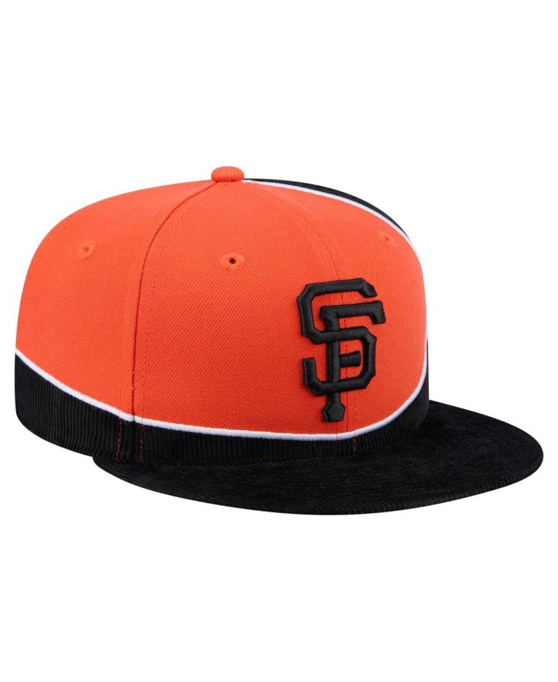 Men's Black/Orange San Francisco Giants Retro Split Corduroy Snapback Hat