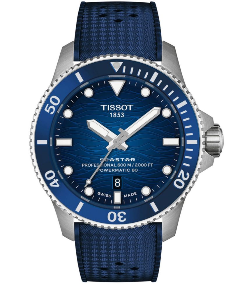 Men's Seastar Blue Rubber Strap Watch 44mm