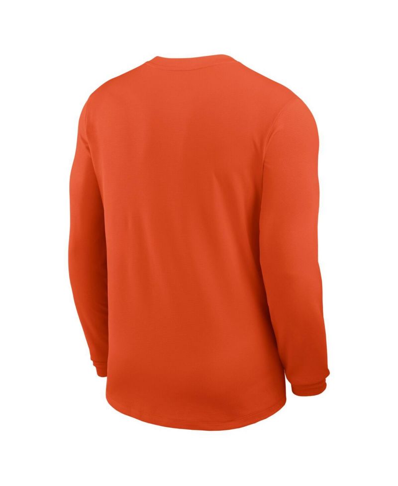 Men's Orange Clemson Tigers 2025 Sideline Coach UV Performance Long Sleeve T-Shirt