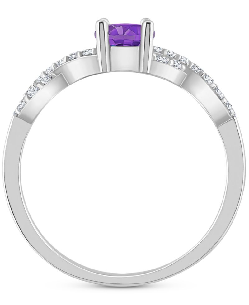 Rhodolite Garnet (1 ct. t.w.) & White Topaz (1/4 ct. t.w.) Twist Ring in Sterling Silver (Also in Citrine, Blue Topaz, Amethyst, & Periodt)