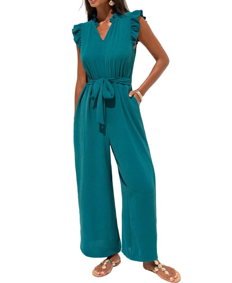 Women's Work of Art Sleeveless V-Neck Wide-Leg Jumpsuit